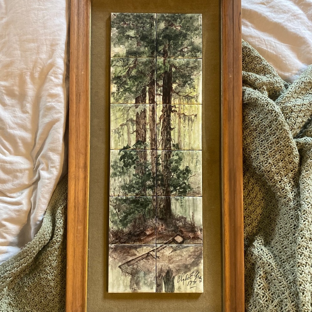 Vintage hand painted ceramic tiles by artist Clyde E. Gray